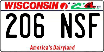 WI license plate 206NSF