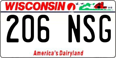 WI license plate 206NSG