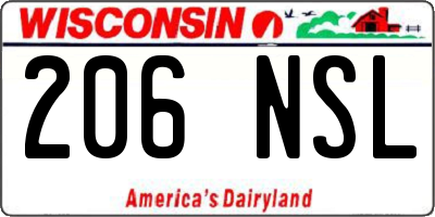 WI license plate 206NSL