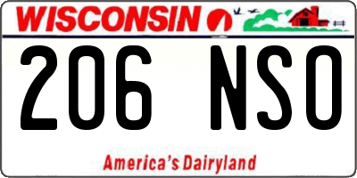 WI license plate 206NSO
