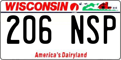 WI license plate 206NSP