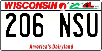 WI license plate 206NSU