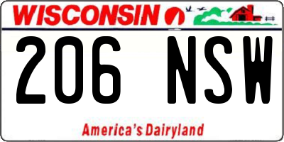 WI license plate 206NSW