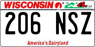 WI license plate 206NSZ
