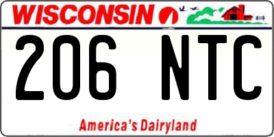 WI license plate 206NTC