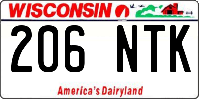 WI license plate 206NTK