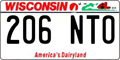 WI license plate 206NTO