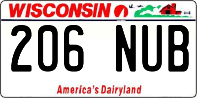 WI license plate 206NUB