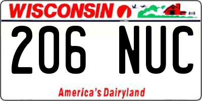 WI license plate 206NUC