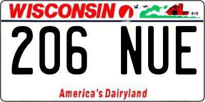 WI license plate 206NUE