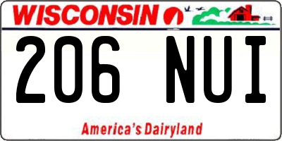 WI license plate 206NUI