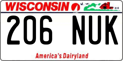 WI license plate 206NUK