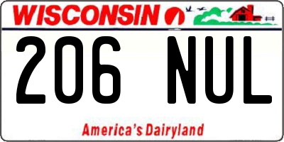 WI license plate 206NUL