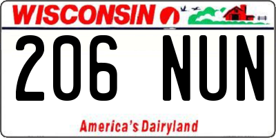 WI license plate 206NUN