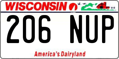 WI license plate 206NUP