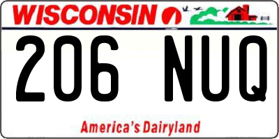 WI license plate 206NUQ