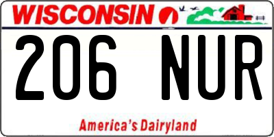 WI license plate 206NUR