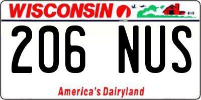 WI license plate 206NUS