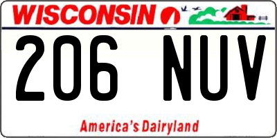 WI license plate 206NUV