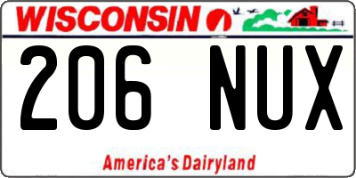 WI license plate 206NUX