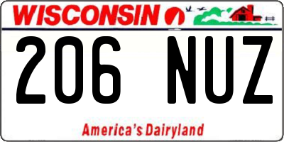 WI license plate 206NUZ