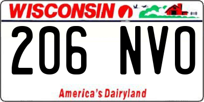 WI license plate 206NVO
