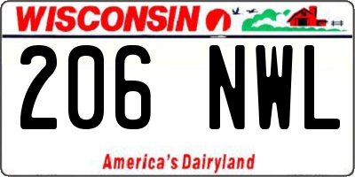 WI license plate 206NWL