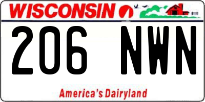 WI license plate 206NWN