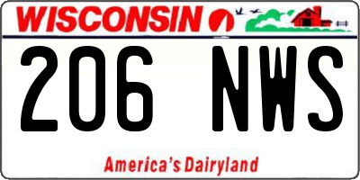 WI license plate 206NWS