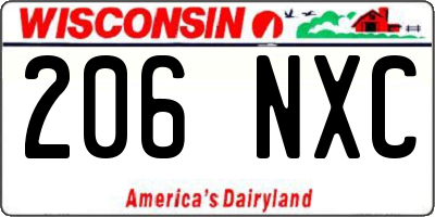 WI license plate 206NXC