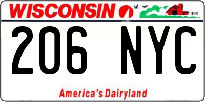WI license plate 206NYC