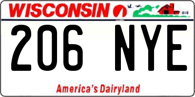 WI license plate 206NYE