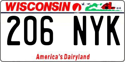 WI license plate 206NYK