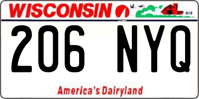 WI license plate 206NYQ