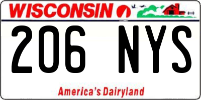 WI license plate 206NYS