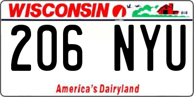 WI license plate 206NYU