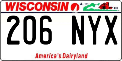 WI license plate 206NYX