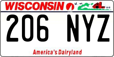 WI license plate 206NYZ