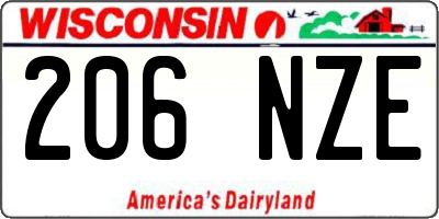 WI license plate 206NZE