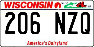 WI license plate 206NZQ