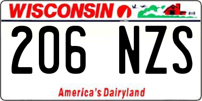 WI license plate 206NZS