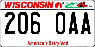 WI license plate 206OAA