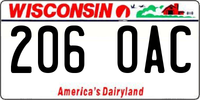 WI license plate 206OAC