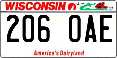 WI license plate 206OAE