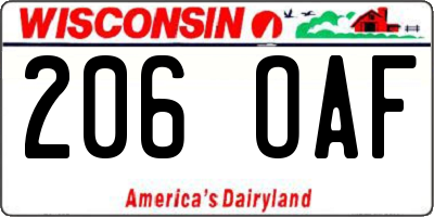 WI license plate 206OAF