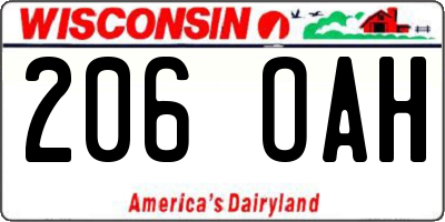 WI license plate 206OAH