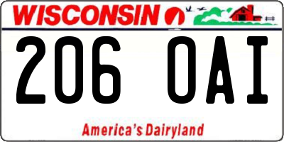 WI license plate 206OAI