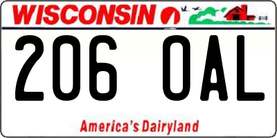WI license plate 206OAL