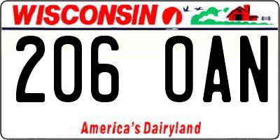 WI license plate 206OAN
