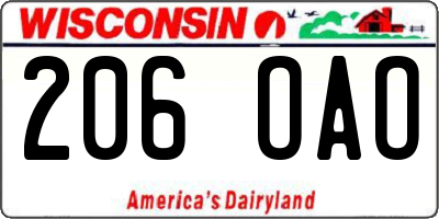 WI license plate 206OAO